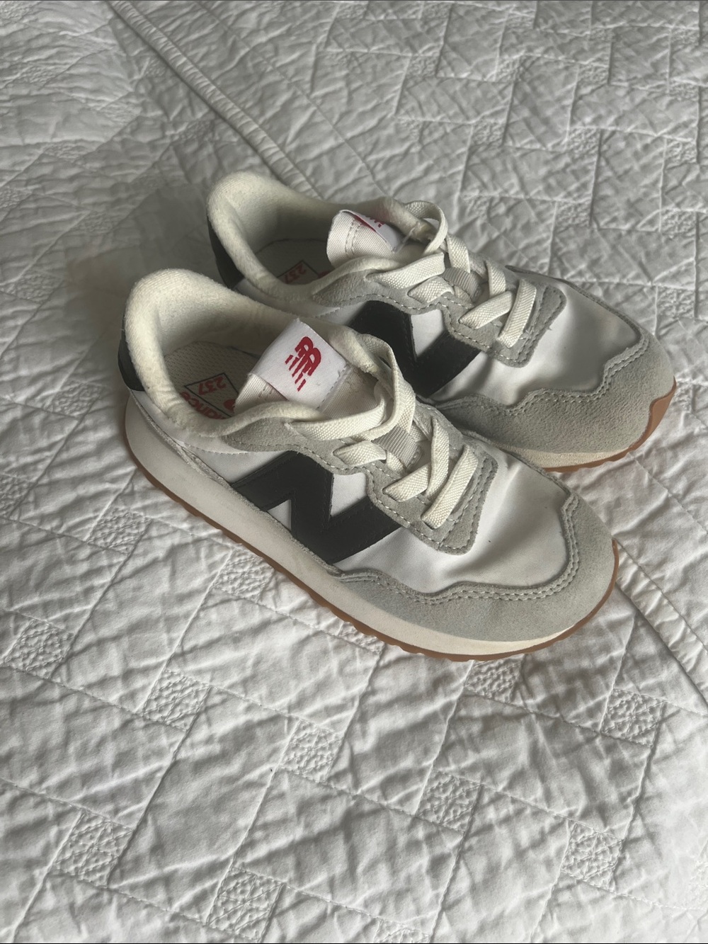 New Balance Kids White, Gray and Black Retro Runner Sneakers